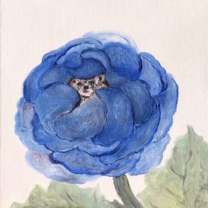 Flower Bed Signed Oil Painting Original Art Canvas